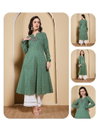 Mint Colour Printed Cotton Surat Kurtis Wholesale Market FAR0119
